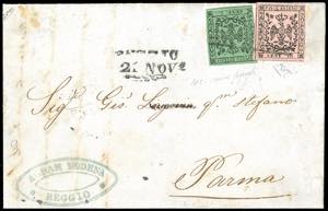 1853 - 10 cent. rosa vivo, varietà ... 