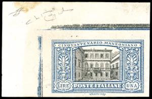 1923 - 1 lira Manzoni, non dentellato ... 