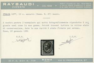 1877 - 10 cent. azzurro (27), ... 
