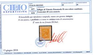 1877 - 20 cent. ocra arancio (28), ... 