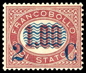 1878 - 2 cent. su 1 lira Servizio ... 