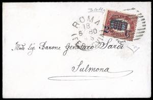 1880 - 2 cent. su 1 lira Servizio ... 