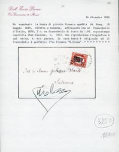 1880 - 2 cent. su 1 lira Servizio ... 