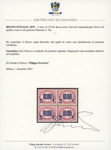 1878 - 2 cent. su 10 lire Servizio ... 