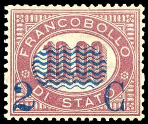 1878 - 2 cent. su 10 lire Servizio ... 