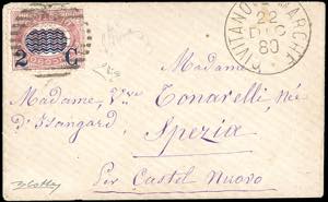 1880 - 2 cent. su 10 lire Servizio ... 