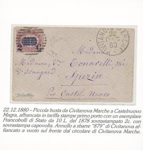 1880 - 2 cent. su 10 lire Servizio ... 