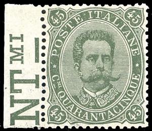 1889 - 45 cent. Umberto I (46), centratura ... 
