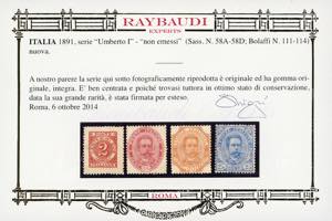 1891 - Umberto I, non emessi, ... 
