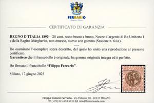 1893 - 20 cent. rosso bruno e ... 