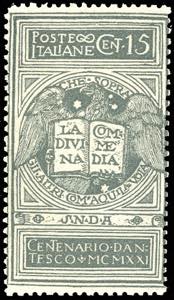 1921 - 15 cent. grigio Dante, non emesso ... 