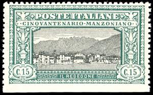 1923 - 15 cent. Manzoni, non dentellato in ... 