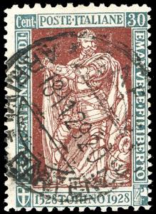 1928 - 30 cent. Emanuele Filiberto, dent. 11 ... 