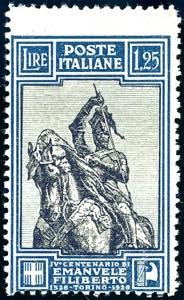 1928 - 1,25 lire Emanuele Filiberto, dent. ... 