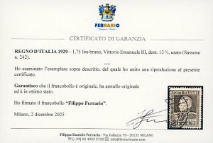 1929 - 1,75 lire bruno Vittorio ... 