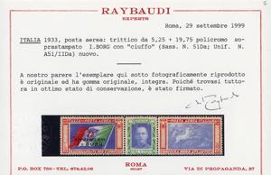 1933 - 5,25 + 19,75 lire Trittico ... 