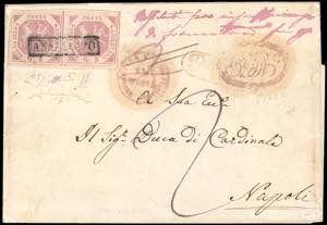 1858 - 2 grana lilla rosa, I tavola (5b), ... 