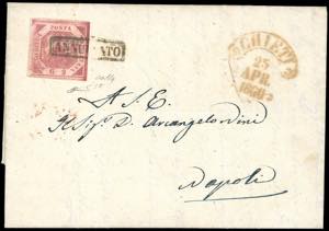 1860 - 2 grana carminio, I tavola, doppia ... 