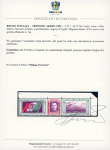 1933 - 5,25 + 44,75 lire Trittico ... 