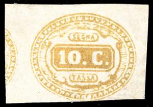 1863 - 10 cent. giallo (1), nuovo, gomma ... 