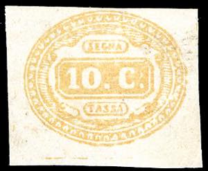 1863 - 10 cent. arancio (1b), gomma ... 
