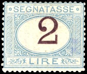 1870 - 2 lire azzurro chiaro e bruno (12), ... 