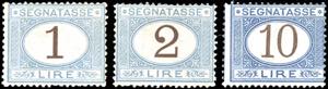 1870/74 - 1 lira, 2 lire, e 10 lire azzurro ... 