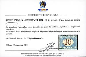 1874 - 10 lire azzurro e bruno ... 