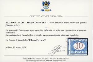 1874 - 10 lire azzurro e bruno ... 