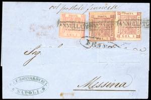 1858 - 5 grana rosa brunastro, due esemplari ... 