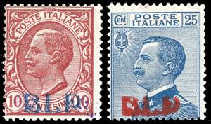 1921 - 10 cent. e 25 cent. soprastampa BLP ... 