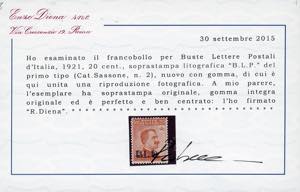 1921 - Soprastampati BLP del I ... 