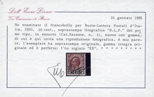 1921 - Soprastampati BLP del I ... 
