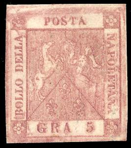 1859 - 5 grana carminio scuro, II tavola ... 