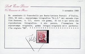 1922 - 60 cent., soprastampa BLP ... 