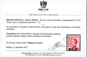 1922/23 - 60 cent. carminio ... 