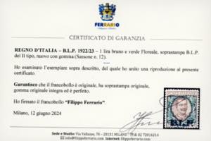 1922/23 - 1 lira soprastampa BLP ... 