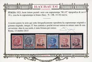 1923 - Soprastampati BLP del III ... 