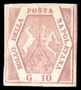 1858 - 10 grana rosa brunastro, I tavola ... 