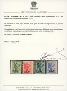 1922 - Vittoria soprastampa BLP, ... 