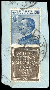 1924 - 25 cent. Piperno (6), usato su ... 
