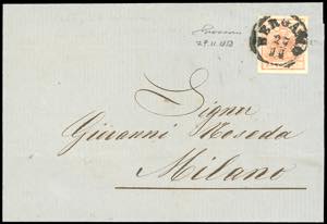 1858 - 15 cent. rosso vermiglio, carta a ... 