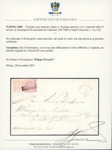 1860 - 10 grana rosa carminio ... 