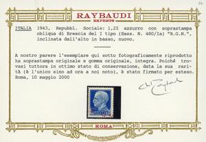 1943 - 1,25 lire, soprastampa ... 