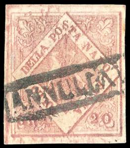 1858 - 20 grana rosa brunastro, I tavola ... 