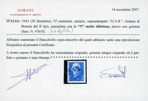 1943 - 35 cent., soprastampa ... 