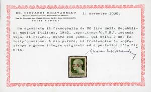 1943 - 20 lire soprastampa G.N.R. ... 
