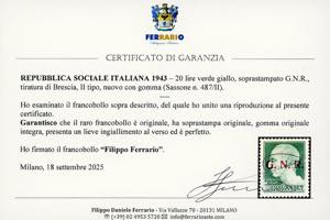 1943 - 20 lire, soprastampa G.N.R. ... 