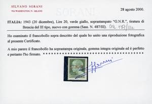 1943 - 20 lire soprastampa G.N.R. ... 