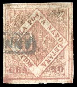 1858 - 20 grana rosa brunastro, I tavola ... 